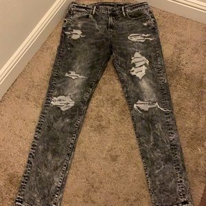 Men’s patched smoke grey american eagle jeans
